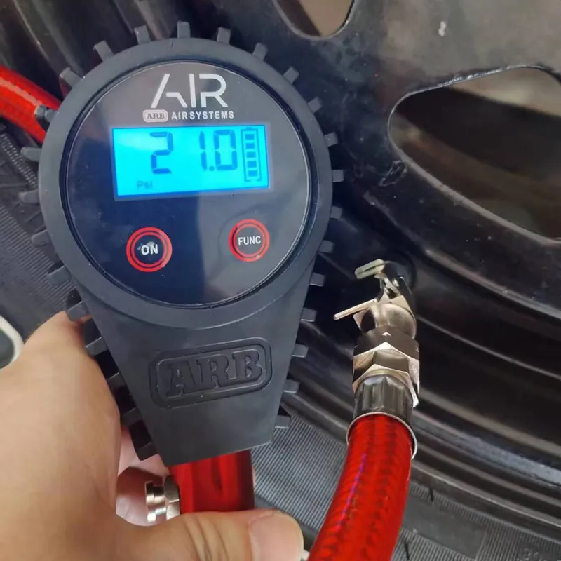 Step 1 - manually deflate the tire slightly above the target PSI