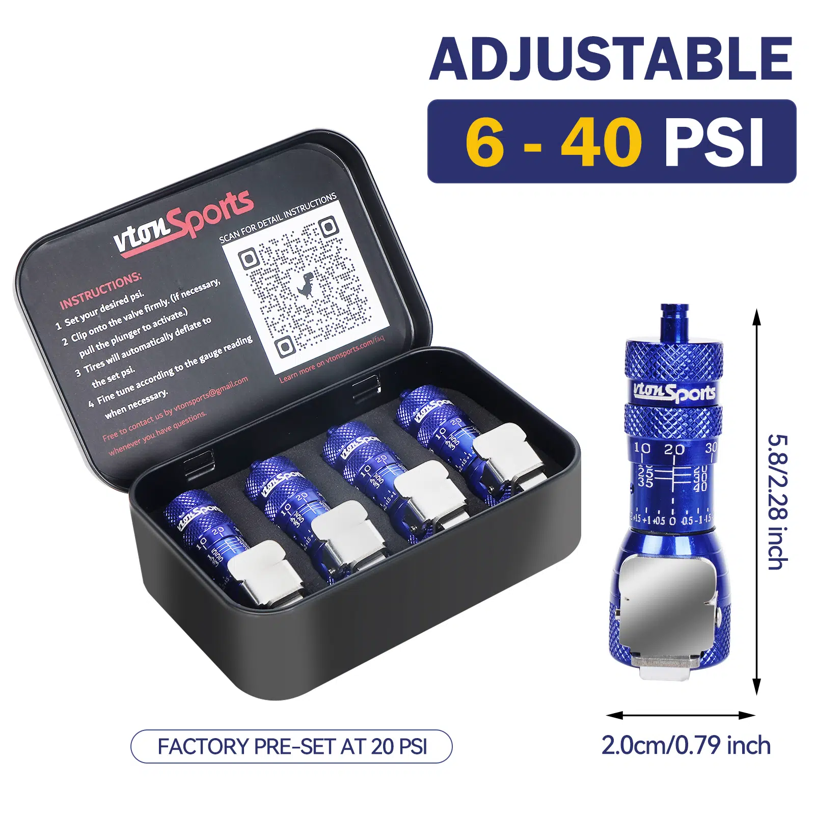 Blue Quick Connect Automatic Tire Deflators 6-44PSI – VTONSPORTS 7
